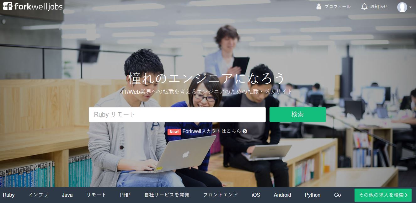 フォークウェルジョブスの登録画面